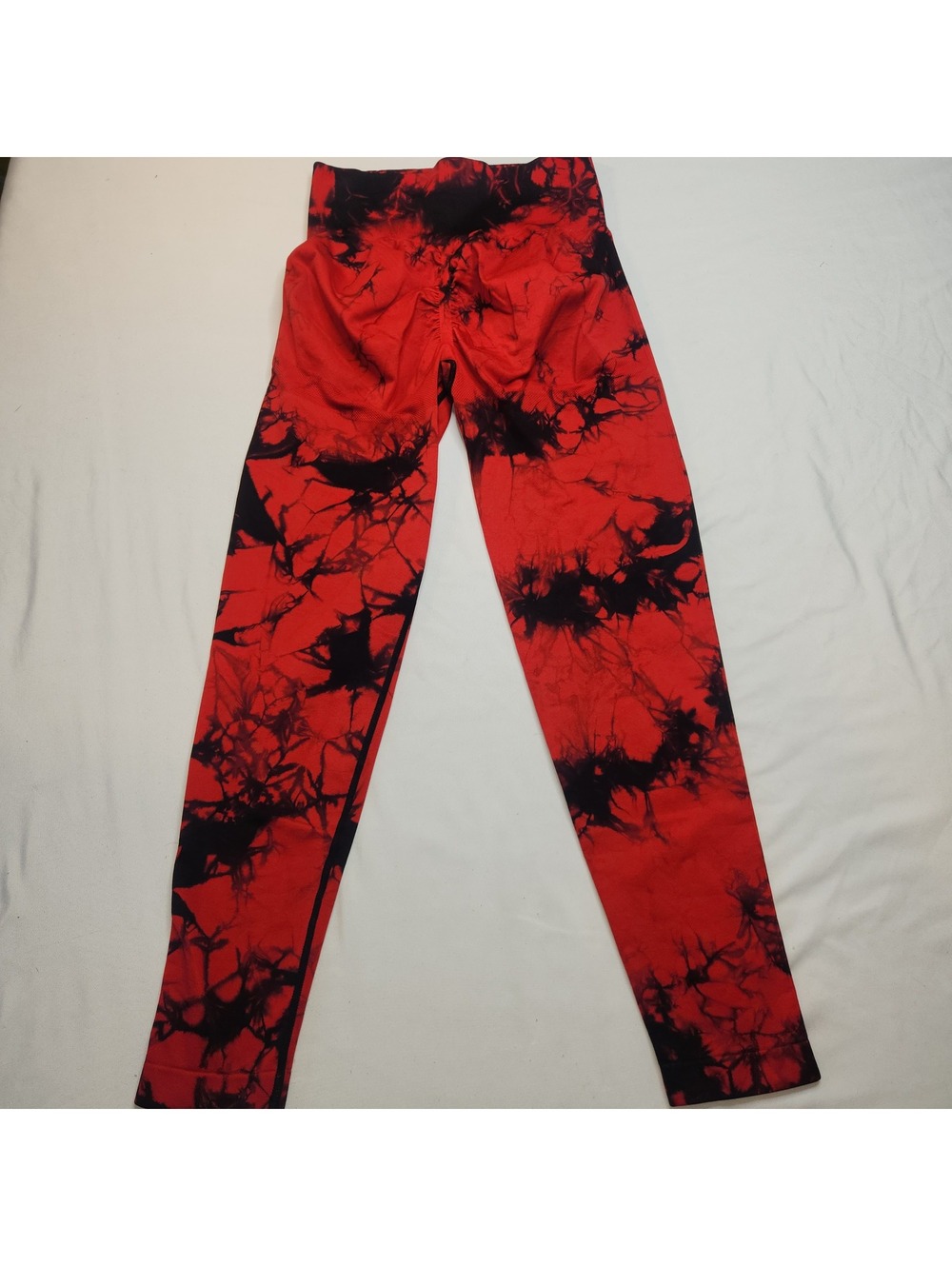 Red and black tie-dye leggings
